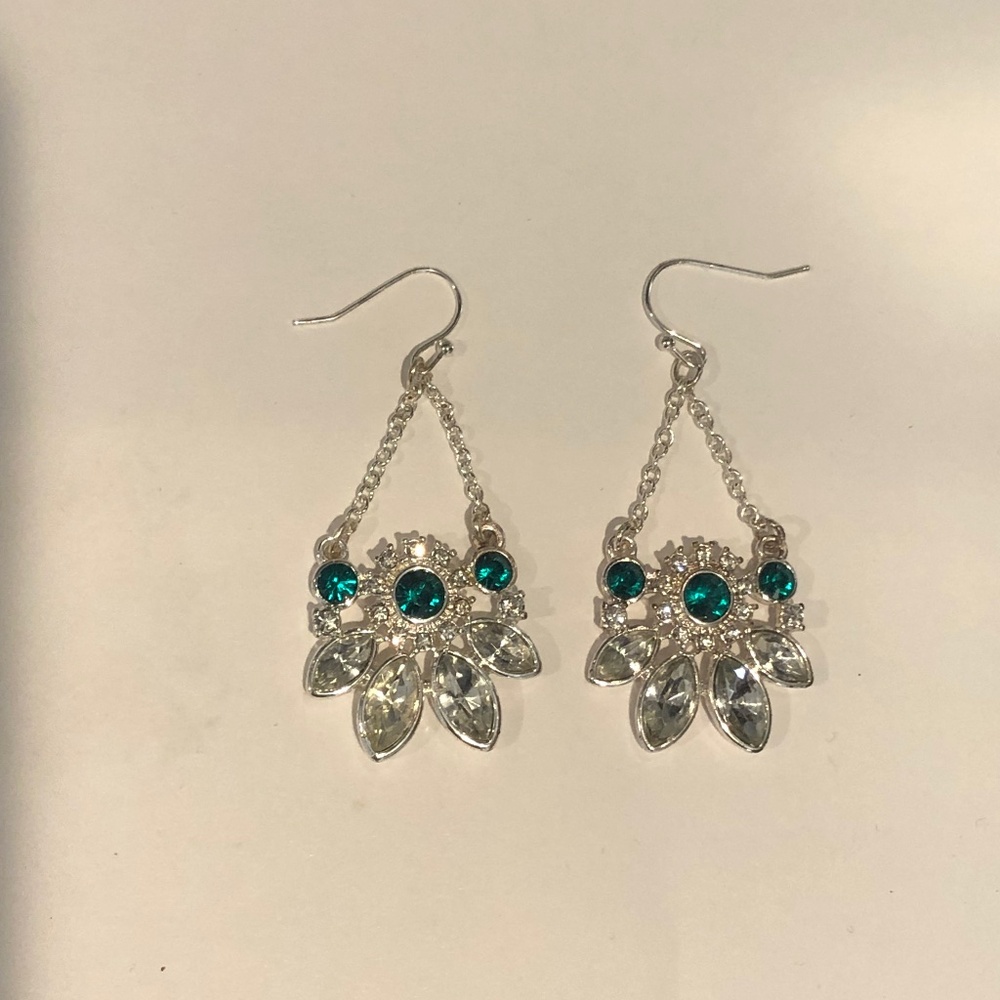 Vintage silver and green earrings